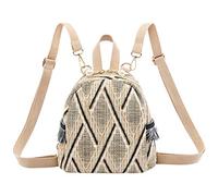GATHINESS Mochila de Mujer de Rafia Beige, Tamaño Medio, Mochila Escolar Correas Ajustables para Viajes y Uso Diario, Bolso de Campus Tejido Estilo Casual y Bohemio