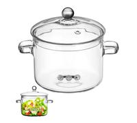 GATHINESS Olla para Cocinar Fideos Instantáneos de Vidrio Borosilicato 1900 Ml Doble Asa y Tapa, Apta para Cocción Segura en Gas E Inducción, para Recetas Saludables y Uso Hogar