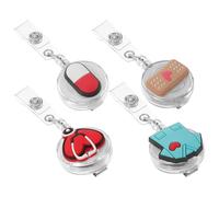 GATHINESS Porta Credencial Retráctil 4 Unidades Clip para Credencial, Carrete de Insignia de Enfermera, Porta Tarjetas de Identificación de Pvc Suave para Ropa, Adecuado para Personal