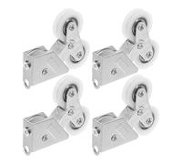 GATHINESS Rodillos para Puerta Corrediza y Mayor Durabilidad 4 Piezas de Aleación de Aluminio Doble Rueda Plata para Puertas y Ventanas Correderas