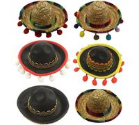GATHINESS Sombreros Mexicanos de Paja 6 Piezas Diademas Mexicanas para Fiestas Tradicionales Decoración para Eventos Mexicanos Accesorios para Carnaval y Celebraciones