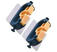 GATHINESS Soporte de 2 Escoba Perforaciones y sin para Trapeador Organizador de Pared Azul de Abs, Diseño Que Ahorra Espacio Pack Unidades para Cocina y Cuarto de Servicio