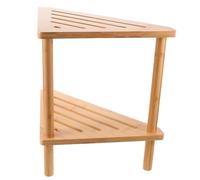 GATHINESS Taburete de Baño de Bambú, Estantería Esquinera Triangular de 2 Niveles, Asiento y Almacenamiento, para Ducha, Cambiarse los Zapatos y Baños Pequeños