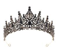 GATHINESS Tiara de Boda Negra Barroca Gemas de Imitación, Diadema para Novia y Fiesta, Accesorio Vintage para Cumpleaños y Celebraciones, Diseño Ligero y Resistente