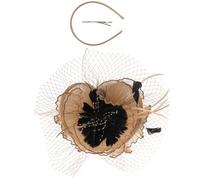 GATHINESS Tocado de Novia Plumas Doradas y Malla, Diadema Fascinadora y Pinza Pelo, Accesorio Elegante para Fiesta de Té, Boda E Invitada, Sombrero de Banquete para Mujer