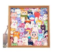 Gatito 3 en 1 Rompecabezas de Madera para Pintar de Madera, Rompecabezas multifunción/Pintura/Marco, Grano de Madera Natural con impresión HD, Conexiones Suaves para (B, No Incluye bolígrafo)