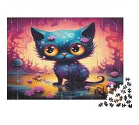 Gatito Azul Rompecabezas 1000 Piezas con Colores Vibrantes Gatito Puzzle Terapia De Arte para Pasatiempos En Casa como Cita En Casa 70x50cm/1000pcs
