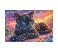 Gatito Brillante sobre el Camino de jardín mágico Puzzle 1000 Piezas Decoración Moderna Rompecabezas para Adultos 3D DIY Creativo Desafío Intelectual Juguete Educativo 1000 PCS