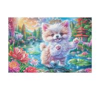 Gatito Campo de Flores Puzzle 1000 Piezas Cartón Blanco Premium para Expertos Eventos Team Building Ejercita La Mente Hobby Y Ocio 1000 PCS