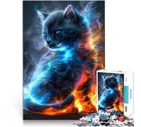 Gatito de Fuego y Hielo Rompecabezas para Adultos de 1000 Piezas Juegos educativos Juguetes de Bricolaje Interacción Entre Padres e Hijos 38x26cm