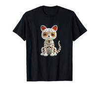 Gatito Día de Muertos Halloween Arte Popular Gato Día Muertos felino Camiseta