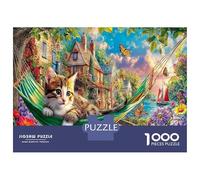 Gatito en la Noche Estrellada Puzzle Imposible,desafío para Adultos Interesante Entretenimiento Creativo 1000 Piezas Obra De Arte De Juego De para Adultos Y Niños Mayores De 12 Años 70x50cm/1000pcs