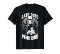 Gatito Fats Good Fire Bad, Divertido, Amante de los Gatos de Frankenstein Camiseta