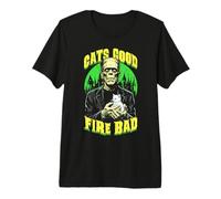 Gatito Fats Good Fire Bad, Divertido, Amante de los Gatos de Frankenstein Camiseta Premium