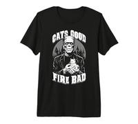 Gatito Fats Good Fire Bad, Divertido, Amante de los Gatos de Frankenstein Camiseta Premium