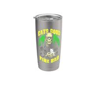 Gatito Fats Good Fire Bad, divertido, amante de los gatos de Frankenstein Vaso térmico de acero inoxidable de doble pared