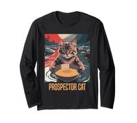 Gatito Gold Panner Prospector Cat Gold Mining Manga Larga