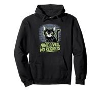 Gatito Juego de palabras Gato Mamá Mordaza Divertido Gato Humor Nueve Vidas Sin Arrepentimientos Sudadera con Capucha