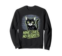 Gatito Juego de palabras Gato Mamá Mordaza Divertido Gato Humor Nueve Vidas Sin Arrepentimientos Sudadera
