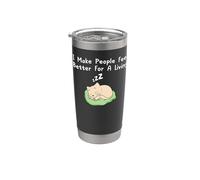Gatito kawaii con cita de terapeuta para gatos I Make People Feel Better Vaso térmico de acero inoxidable de doble pared