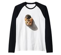 Gatito Lindo Mirando hacia Arriba Camiseta Manga Raglan