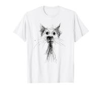 Gatito Lover Abstracto Garabato Dibujo Arte Lindo Gato Camiseta