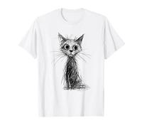 Gatito Lover Abstracto Garabato Dibujo Arte Lindo Gato Camiseta