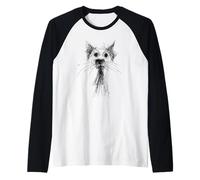 Gatito Lover Abstracto Garabato Dibujo Arte Lindo Gato Camiseta Manga Raglan