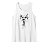 Gatito Lover Abstracto Garabato Dibujo Arte Lindo Gato Camiseta sin Mangas