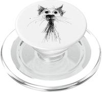Gatito Lover Abstracto Garabato Dibujo Arte Lindo Gato PopSockets PopGrip para MagSafe