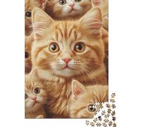 Gatito Naranja Puzzle de 1000 Piezas Juego de Puzzle 1000 Piezas Papel Adultos Varios Gatos Lindos Relajación Decoración Regalo 70x50cm/1000pcs