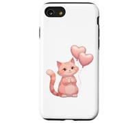 Gatito Rosa con Globos de Corazón - Arte Animal Tierno Carcasa para iPhone SE (2020) / 7/8