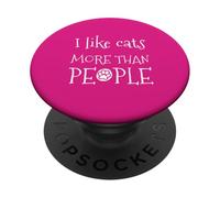 Gatito sarcástico Retro Divertido con Texto en inglés I Like Cats More Than People PopSockets PopGrip Adhesivo