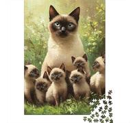 Gatito siamés Puzzle Imposible,desafío para Adultos Juego EduGatoivo 1000 Piezas Obra De Arte De Juego De para Adultos Y Niños Mayores De 12 Años 1000pcs (75x50cm)