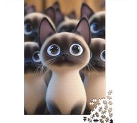 Gatito siamés Puzzles Imposible,desafío for Adults Entretenimiento Creativo 1000 Piezas Obra De Arte De Juego De para Adultos, Regalos A Partir De 14 Años 1000pcs (75x50cm)
