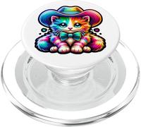 Gatito Vaquero de Color neón Lindo Frontera felino PopSockets PopGrip para MagSafe