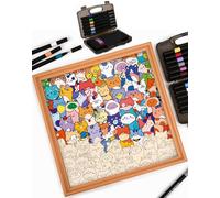 Gatitos 3-en-1 Puzzle de Madera para Pintar, Juego de Puzzle/Pintar/Marco Multifuncional, Veta de Madera Natural con Impresión HD, Conexiones Lisas para Proyectos DIY, Juego Creativo de Artesanía para