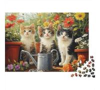 Gatitos de Jardín Puzzle de 1000 Piezas Cartón Puzzle para Adultos Escena Regadera Relajación Decoración Hogar Regalo 70x50cm/1000pcs