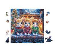 Gatitos in Sweaters by Fireplace Rompecabezas 100 Piezas Cartón para Expertos Mejora Atención para Semana Santa Garantía Satisfacción Más Vendido 28x28cm