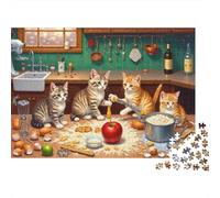Gatitos Lindos cocinando Rompecabezas DIY 1000 Piezas para Fans Adultos, Cartón Premium, Decoración Mural, Regalo Amigos, Relajación En Casa 70x50cm/1000pcs