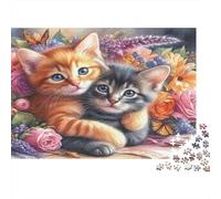 Gatitos Lindos Florales 1000 Pieza Paquete De Rompecabezas Amantes del Rompecabezas De La Familia Puzzle De Alivio del Estrés Entrenamiento Cerebral 70x50cm/1000pcs