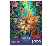 Gatitos Monos en el jardín 1000 Piezas Set De Puzzle Puzzle Premium, Cartón Resistente - DIY Super Divertido para La Familia, Decoración Bonita, Regalo De Cumple Ideal 70x50cm/1000pcs