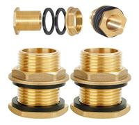 Gativs 2 Piezas Conector de Tanque de Agua de Latón, Conectores de Latón para Cisterna de Lluvia, Rosca para Barril de Agua, IG 1/2 x AG 3/4, para Grifos, Baldes y Tanques de Agua