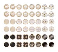 Gativs Botones de Perlas Sintéticas 120 Piezas Botones de Vástago de Perlas de Media Bola Botones de Perlas de Plástico Botones de Costura Vintage Botones de Diamantes de Imitación Blancos