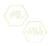 Gativs Mr and Mrs Wedding Chair Sign Madera Decorativa Wedding Sign Wedding Chair Decor Scripted Carta de Madera Signo Decoración Colgante de Madera Mr & Mrs Letreros de Silla de Boda para Novia Novio