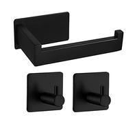 Gativs Portarrollos Papel Higienico Negro Portarrollos Baño Negro Toielt Paper Holder Porta Papel Higienico Adhesivo Porta Rollos de Papel Higienico sin Taladrar con 2 Piezas Ganchos Adhesivos
