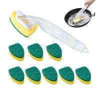 Gativs Reemplazo de Cepillo de Lavado de Plato, 10 Piezas, Ventita de Servicio para Cocina, Recarga de Esponja Verde con Mango de Limpieza Reemplazable