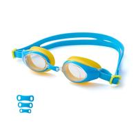 gatmove Gafas Natación Niño con Dioptrías, Profesionales Lentes HD Compensación óptica, Protección UV Antivaho, Correas Regulables y 3 Puentes Nasales Intercambiables - Azul -2.00D