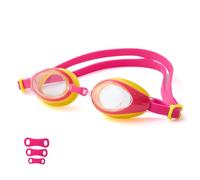gatmove Gafas Natación Niño con Dioptrías, Profesionales Lentes HD Compensación óptica, Protección UV Antivaho, Correas Regulables y 3 Puentes Nasales Intercambiables - Rosa -3.00D