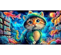 Gato 3D Puzzle de 1000 Piezas de Papel Reciclado - Juego Extremadamente diFícil para Adultos Actividad para casa 75x50/1000pcs